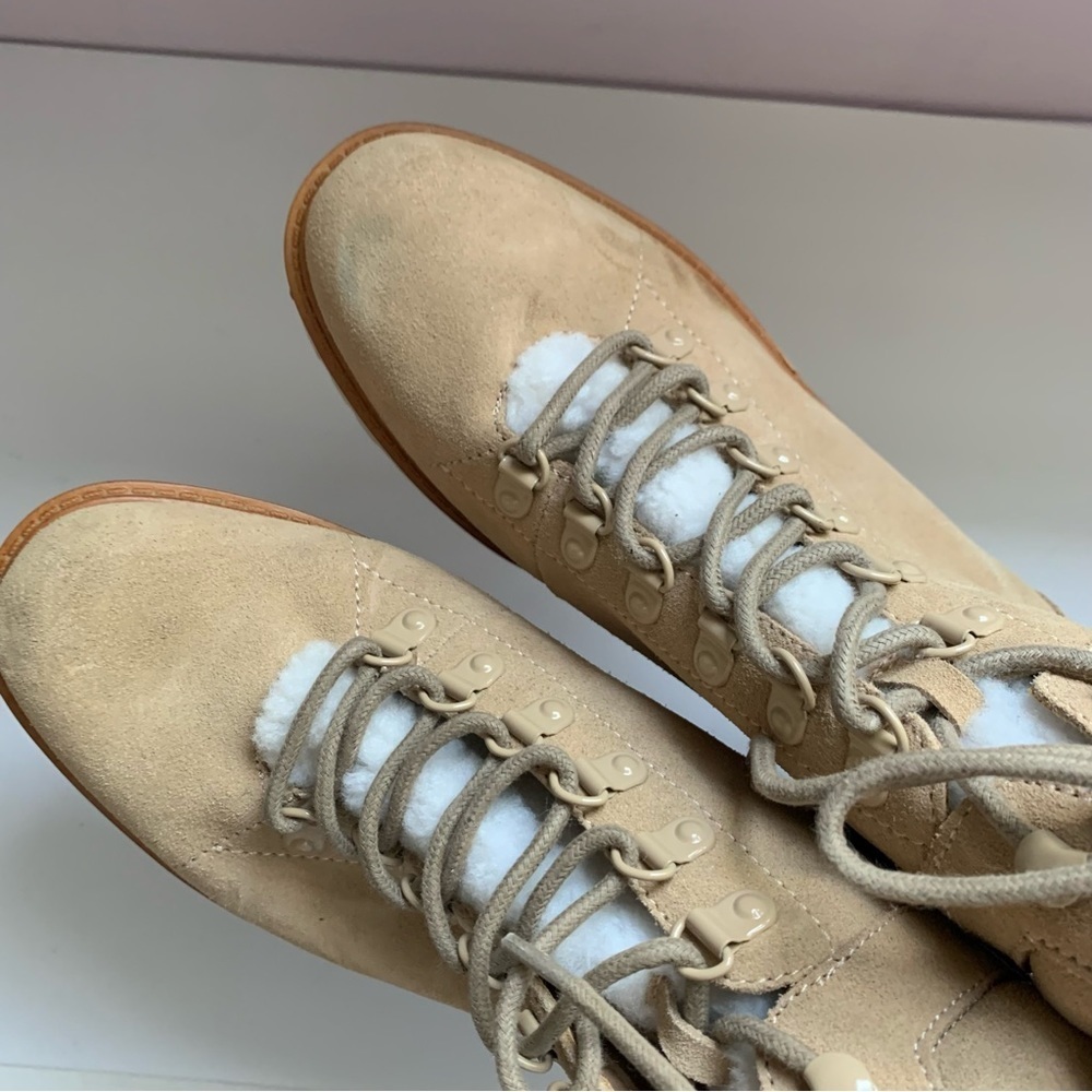 MARC FISHER Mallie Lace Up Hiker‎ Boots Beige Sz 8.5M - Picture 7 of 10